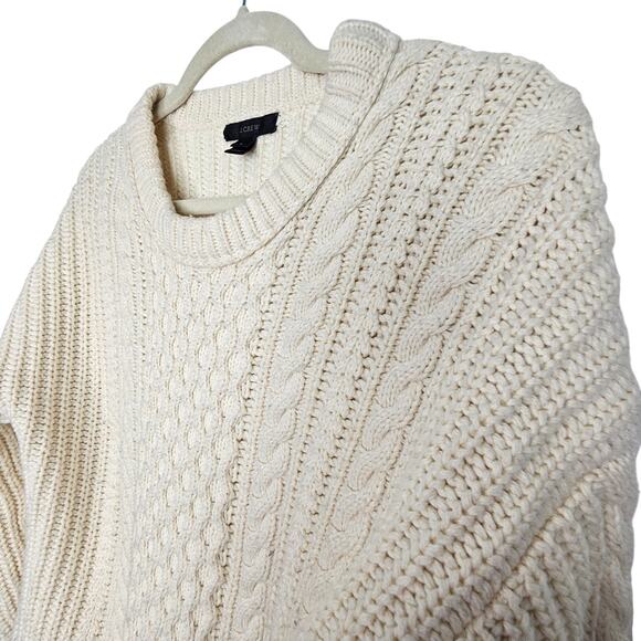 J. Crew Womens Fisherman Sweater Cable Knit Coastal Natural S Preppy Old Money - Picture 7 of 9
